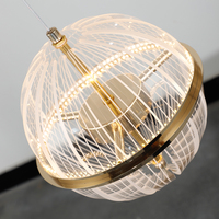 Suspension LED Globe Moderne en Aluminium, Petite, Hauteur Réglable, Blanc Chaud, Décoration Chevet, Bar, Ferme, Minimaliste