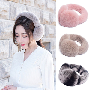 <span class=keywords><strong>Orejeras</strong></span> de Piel de Conejo Rex Auténtica para Mujer, Doble Cara, Suaves, Gruesas y Cálidas, Accesorio de Moda para Exteriores - Product Image 2