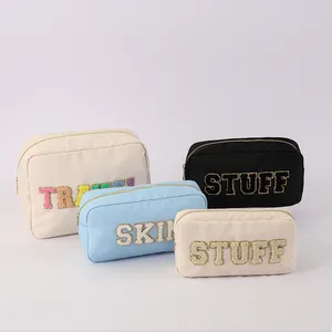 RTS Factory Hot Selling Travel Cosmetic Pouch Bag Nylon Zipper Toiletry Makeup Bag For Girl Women