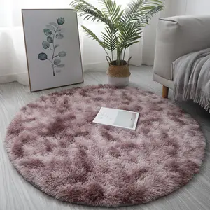 2023 phòng ngủ màu xám Fluffy vòng tròn thảm lông thảm xù xì circularfuzzy sang trọng thảm thảm dễ thương trang trí cho bé Kid phòng