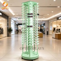 360° Rotatable Sunglasses Display Tower Floor Standing Eyewear Organizer Rack for Optician Shop & Supermarket