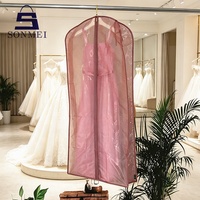 Ensemble de housses de vêtements en organza rose clair anti-poussière de qualité supérieure pour magasin de vêtements