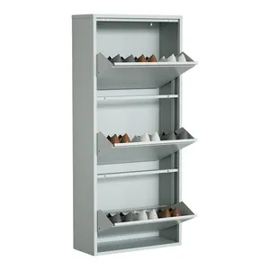 Wall Mounted 3/4/5 Layer Shoe Rack Cabinet Metal Shoe Storage Cabinet with Drawer Steel Shoe Shelves for home