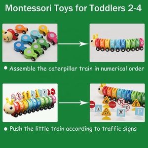 Bằng Gỗ Sâu Bướm <span class=keywords><strong>Train</strong></span> Set Câu Đố Đồ Chơi Trẻ Em Số Màu Giao Thông Dấu Hiệu Nhận Thức Học Tập Montessori Đầu Giáo Dục Gỗ Đồ Chơi - Product Image 5