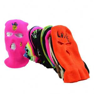 Custom Design ricamo Logo passamontagna moto 3 fori Full Face Knit Ski Mak Beanie passamontagna cappello maschera da sci - Product Image 2