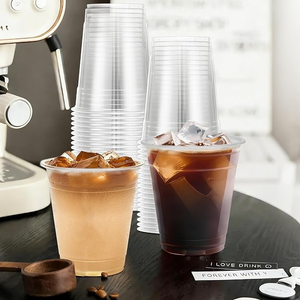 Custom Branded Logo Disposable Takeaway Cups Clear PET Material For Milk Tea Drink Wine Tequila With Lids - Product Image 1