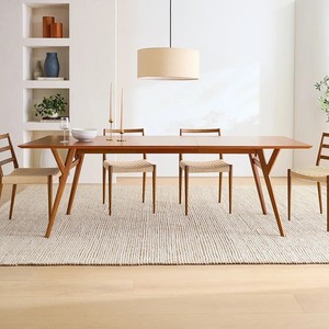 <span class=keywords><strong>Tavolo</strong></span> da Pranzo Rettangolare <span class=keywords><strong>Allungabile</strong></span> in Legno Massello di <span class=keywords><strong>Noce</strong></span> e Rovere 152-234 cm Stile Moderno Mid-Century per 6, 8, 10 Persone - Product Image 1