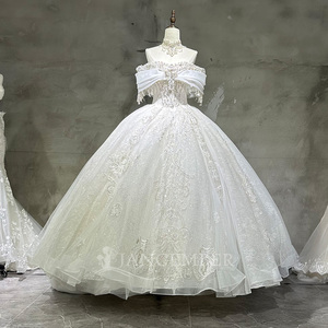 Robe de mariée Jancember Wx102 style princesse coréenne, jupe bouffante, coupe ajustée, ornée de diamants brillants, pour mariées élégantes - Product Image 6