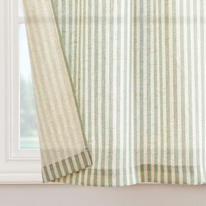 <strong>Striped</strong> Translucent Light-Filtering Kitchen <strong>Curtains</strong> Valance Set 24 Inch Tier 3 Pieces Set Rod Pocket Sage Green - Product Image 2