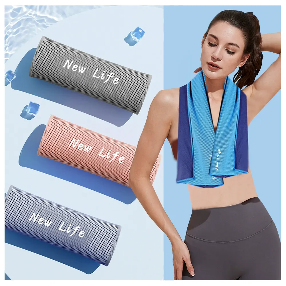 Sublimation Multicolor quick dry cooling towel with pvc bag custom logo trend ice cold towel for sports and running