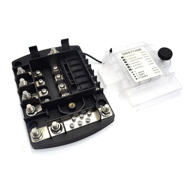 350A High Current Multifunction Fuse Box - ATC/ATO/MIDI Fuse Block for Auto, Car & Marine (12V-32V, Nickel-Plated Terminals)
