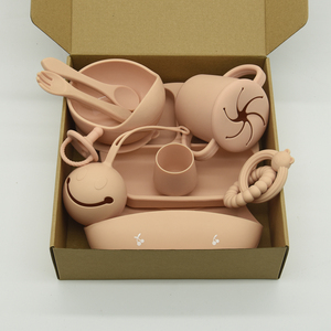 Nouveauté : Ensemble de vaisselle pour bébé avec bol, cuillère, bavoir et assiettes en silicone à ventouse divisées pour le repas des tout-petits - Product Image 4
