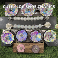 Ensemble de clips pour chaussures en plastique mignon avec boucle, pour femmes, accessoires de sandales d'été DIY avec papillon en verre, fleurs colorées