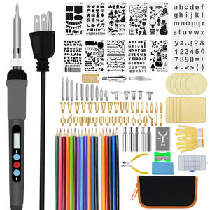 Électricien 18/107 pièces, outil de sculpture du bois, <span class=keywords><strong>pochoir</strong></span> de gaufrage, ensemble de combustion du bois pour le bricolage - Product Image 1
