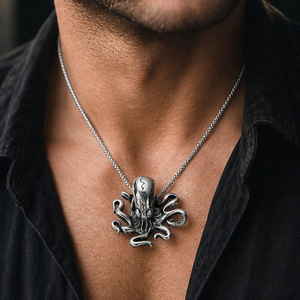 Yunnique – pendentif en acier inoxydable en forme de pieuvre, collier unisexe, style punk de rue, bijoux rétro à la mode Hip Hop - Product Image 3