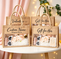 Sacs cadeaux de mariage en lin transparent avec logo personnalisé, décorations pour demoiselles d'honneur, 1 pièce minimum de commande