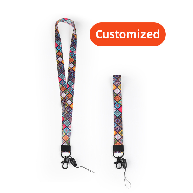 Promotional Custom Printed Lanyard Snap Hook Metal Clip Carabiner Wrist Strap Keychains Lanyard Short Lanyards Image 4