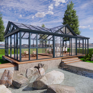 Verrière en aluminium sur mesure avec toit triangulaire en verre |   Extension de villa écologique avec <span class=keywords><strong>solarium</strong></span> extérieur pour jardin - Product Image 3