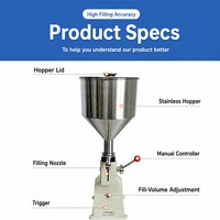 Petite machine de remplissage manuelle de liquides avec trémie en acier inoxydable pour sauce tomate, miel, beurre de cacahuète, crème, cosmétiques