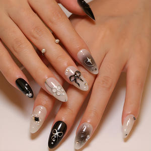 Uñas Postizas <span class=keywords><strong>de</strong></span> Bajo Precio al por Mayor, Estilo Barroco Retro <span class=keywords><strong>de</strong></span> Fantasía con Esmeraldas Doradas en 3D, Semielaboradas y Tejidas a Máquina - Product Image 6