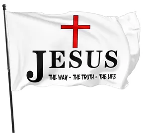Jesus The Way Truth Life Flag Jesus American Flags for Outside Double Sided Christian Faith Over Fear Flag Outdoor