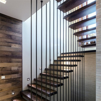 Escalier flottant en bois sur mesure avec design cantilever pour maisons contemporaines