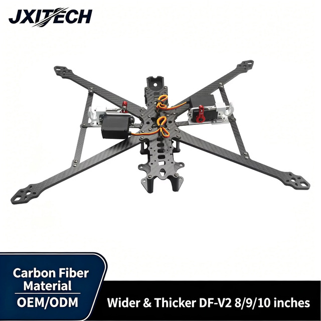 Factory Direct Wider & Thicker DF-V2 8/9/10 Inch Fpv Drone Frame Assembly Carbon Fiber Frame Metal FPV Racing Drone
