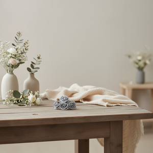 Ilan Flores Rose Secche Argentate 78mm, Set da 6 Pezzi, Fiori Decorativi - Product Image 3