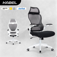 Chaise de bureau de direction à dossier haut Kabel, en maille, avec accoudoirs relevables réglables, base chromée, pivotante, vente en gros directe usine