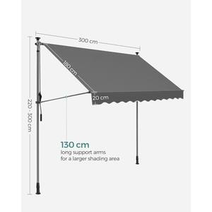 Toldo de Patio de 200x120cm con Manivela, de Alta Calidad, Color Beige, para Jardín Exterior, con Marco de Aluminio y Hierro y Lona de Poliéster - Product Image 2