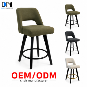 DM Designer Bar <strong>Stool</strong> with Olive Upholstered Seat <strong>Black</strong> Legs Swivel Plate and Round <strong>Foot</strong> Rail for Coffee Shops Supply - Product Image 1