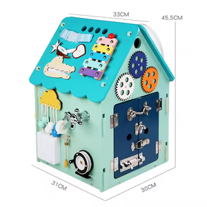 Offre Spéciale enfants en bois <span class=keywords><strong>maison</strong></span> forme occupé conseil Juguetes horloge musicale jeux téléphoniques jouets éducatifs pour enfants garçons et filles CE - Product Image 6