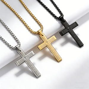 Titanium Steel <b>Cross</b> Necklace For Men Stainless Steel Pendant Jewelry Fashion Accessory - Product Image 1