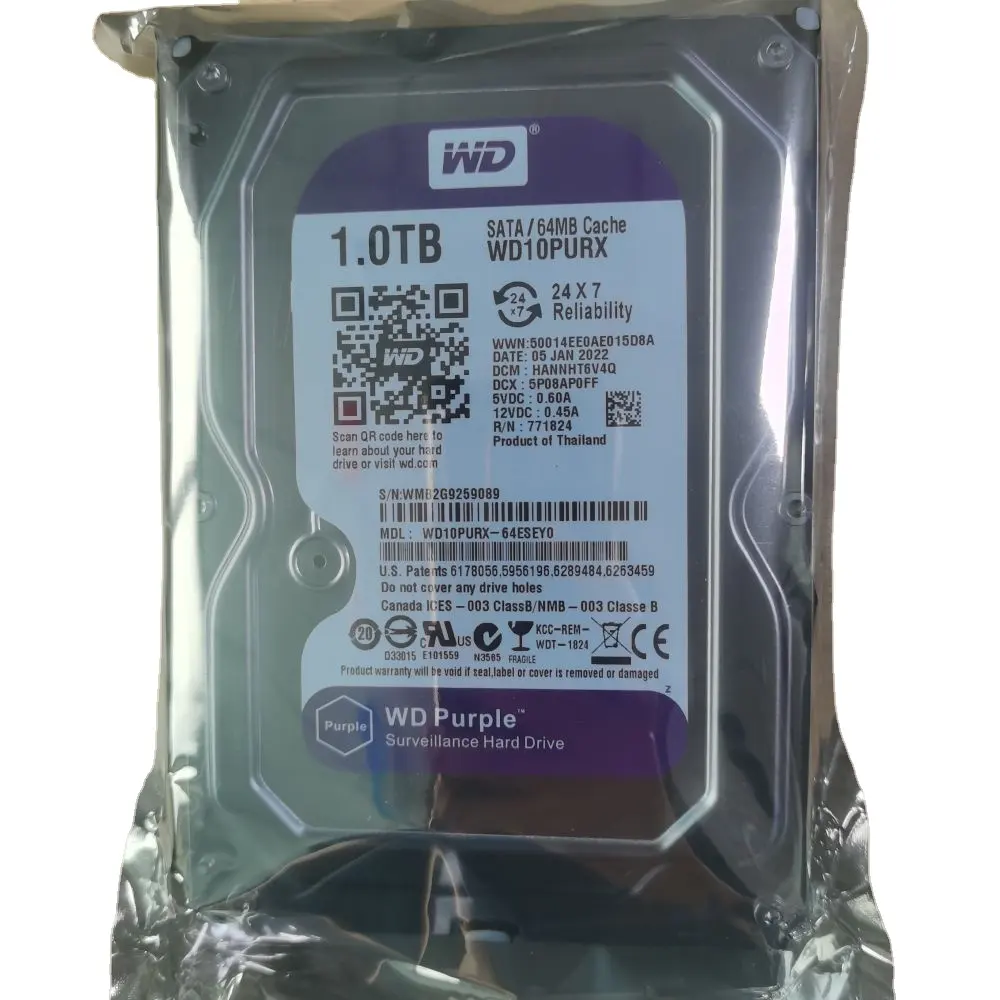 Disque dur interne de 1 to Scsi Hpe Hdd Server 3.5 pouces Sata Server Purple HDD 1 to SATA 3.5 pouces disque dur