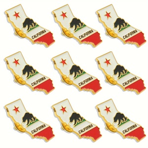 Épingles personnalisées en émail du fabricant de badges en forme de carte de drapeau de la Californie en métal - Product Image 1