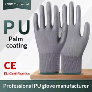 Anti-statik Beyaz Gri Siyah Naylon <span class=keywords><strong>PU</strong></span> Kaplamalı Avuç İçi Örme Bilek Eldivenleri Kaymaz Aşınmaya Dayanıklı Parmaklar Tozsuz Fabrika Eldivenleri - Product Image 3