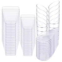 Gobelets à dessert miniatures 2OZ 5OZ avec plateau et cuillère en plastique PS rigide, verres à vin, verres à liqueur, pour servir des desserts, des glaces, des yaourts, des mousses