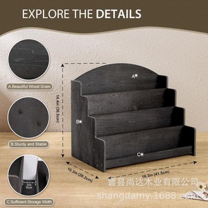 Cross-border wooden tiered <b>shelf</b>, greeting card organizer, postcard display rack, <b>desktop</b> sticker and picture book display rack - Product Image 5