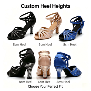 Zapatos de Baile Latino para Mujer, Cómodos, Color Rosa Nude, Satinados, Punta Abierta, Correa en el Tobillo, para Salsa, <span class=keywords><strong>Bachata</strong></span>, Baile Social, Fiesta, Tacón Alto - Product Image 4