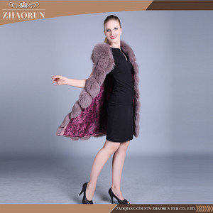 100% fox fur coat dyed color <strong>long</strong> type fox fur <strong>vest</strong> for <strong>women</strong> - Product Image 5