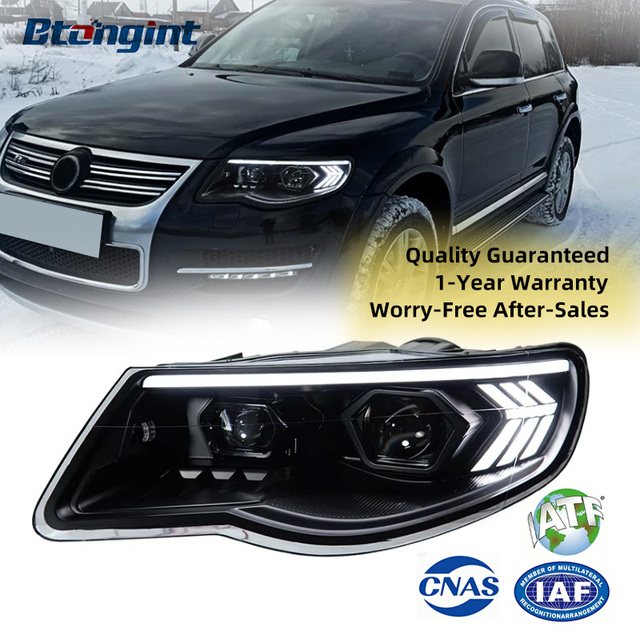 Suitable for 07-10 Volkswagen Touareg Headlight Assembly Modified with LED Lens Headlights and LED Daytime Running Lights