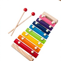 Xylophone en bois arc-en-ciel à 8 notes avec maillets, instrument musical éducatif sensoriel précoce pour enfants, jouet pour tout-petits