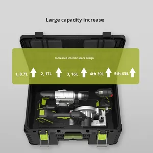 Heavy-Duty Waterproof <strong>Rolling</strong> <strong>Tool</strong> <strong>Box</strong> with Off-Road Wheels, Stackable Organizer Storage System, Industrial-Grade Black Green - Product Image 5