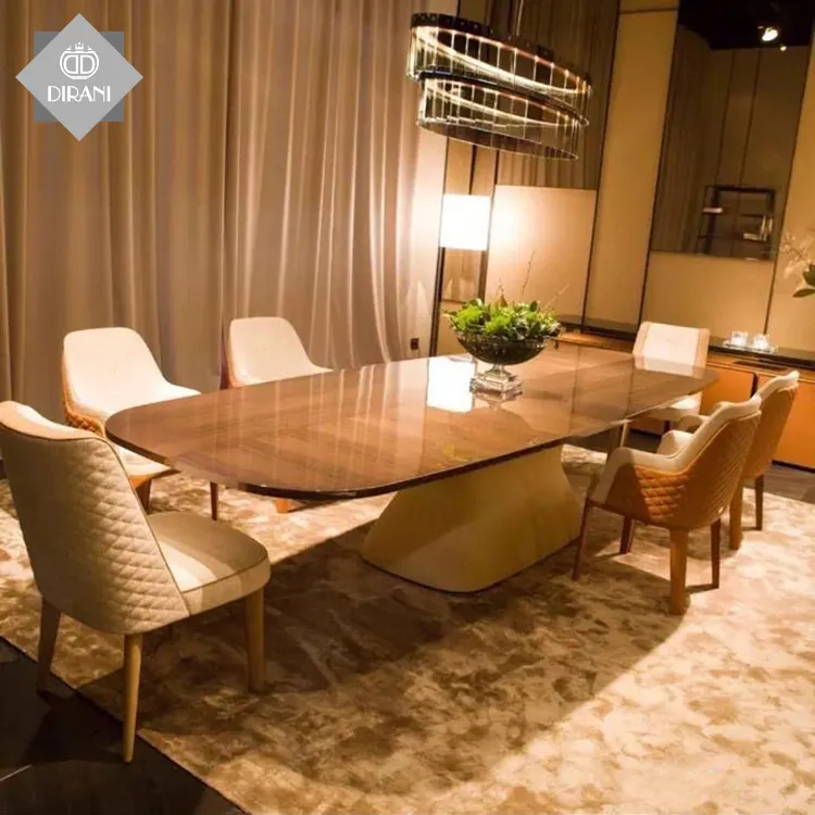 Juego de mesas de madera de lujo para el hogar, mesa de comedor moderna con 10 sillas