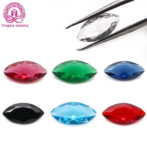 Yingma bijoux pas cher en gros <span class=keywords><strong>prix</strong></span> 100 pièces par sac <span class=keywords><strong>marquise</strong></span> forme saphir bleu <span class=keywords><strong>verre</strong></span> pierre précieuse en vrac pour la fabrication de bijoux - Product Image 1