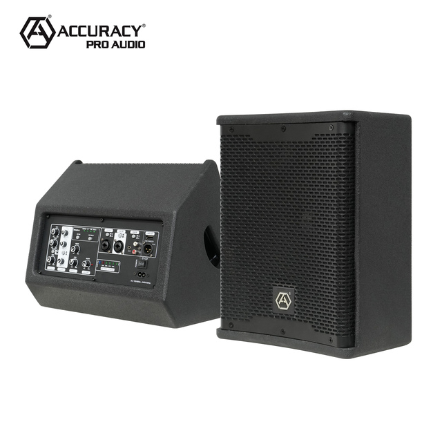 Accuracy Pro Audio WK08D5 8" 200W Studio Monitors Professional Sound System Powered Wooden Portable Battery Speakers