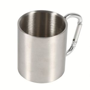 Mug de camping portable en acier inoxydable de 10 oz avec poignée mousqueton et logo personnalisé pour l'entraînement et le team building - Product Image 3
