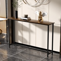 Console longue en bois massif de style américain sur pied avec étagères de rangement pour chambre, balcon, salon, entrée