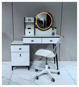 Table de maquillage moderne avec miroir éclairé et tiroirs de rangement pour meubles de chambre - Product Image 1