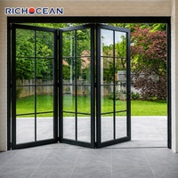Portes pliantes RICHOCEAN sur mesure en aluminium français pré-encadrées, résistantes aux intempéries, avec double vitrage de sécurité pour patio